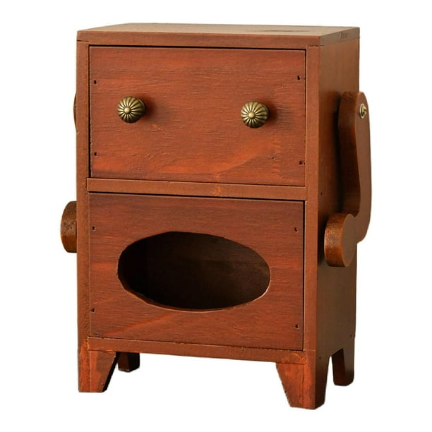 Mini armario de almacenamiento con cajón en forma de robot, elegante decoración para el hogar, escritorio de madera Marrón