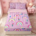 thumbnail image 2 of Erosebridal Cartoon Rainbow Zipper Full Size Comforter Sets with Fitted Sheet and 2 Pillowcases for Girls, Doodle Botanical Flower Zipper Bedding Set, Pink Reversible, 4 Pieces, 2 of 7