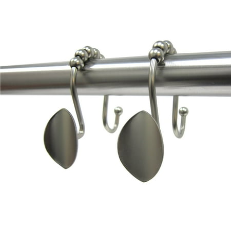 Excell Eclipse Double Roller Shower Curtain Hooks 12 Piece Hook Set Excell Eclipse Double Roller Shower Curtain Hooks 12 Piece Hook Set Brushed