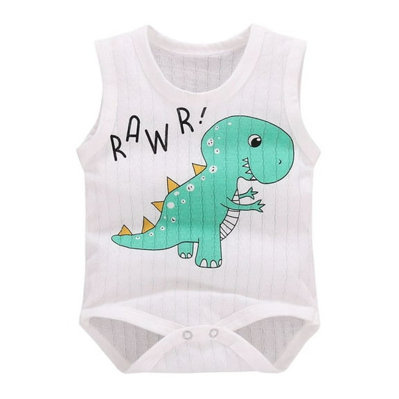 EnJoCho Baby Wedding Bodysuit Baby Boys Girls Sleeveless Bodysuit Letter Cartoon Print Romper Summer Outfits Cotton Clothes Toddler Boys Trendy Clothing Casual Bodysuit