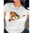 thumbnail image 3 of Camiseta de manga corta y cuello redondo para mujer con estampado de oso para uso casual en primavera y verano Color Blanco Talla Chica Marca Emil SaEs, 3 of 4