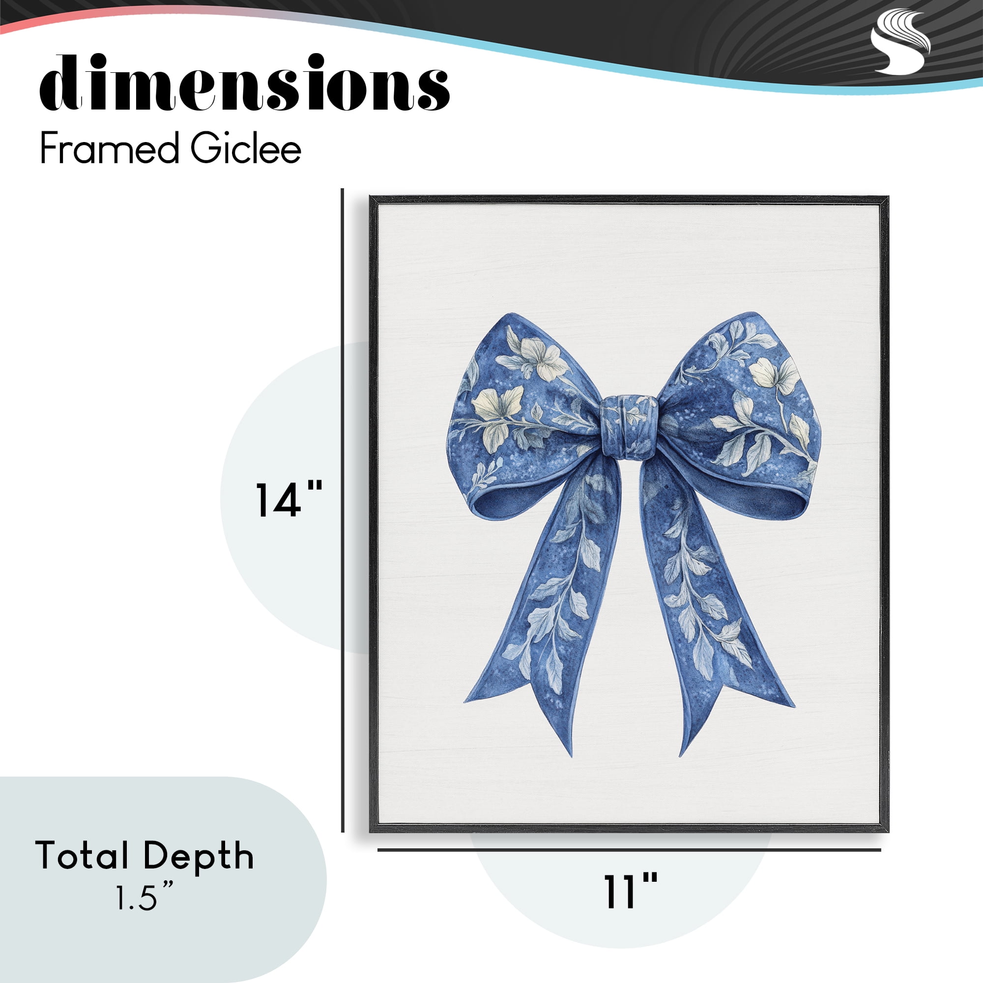 Intricate Florals Ribbon Black Framed Giclee Art, design by Lettered and Lined