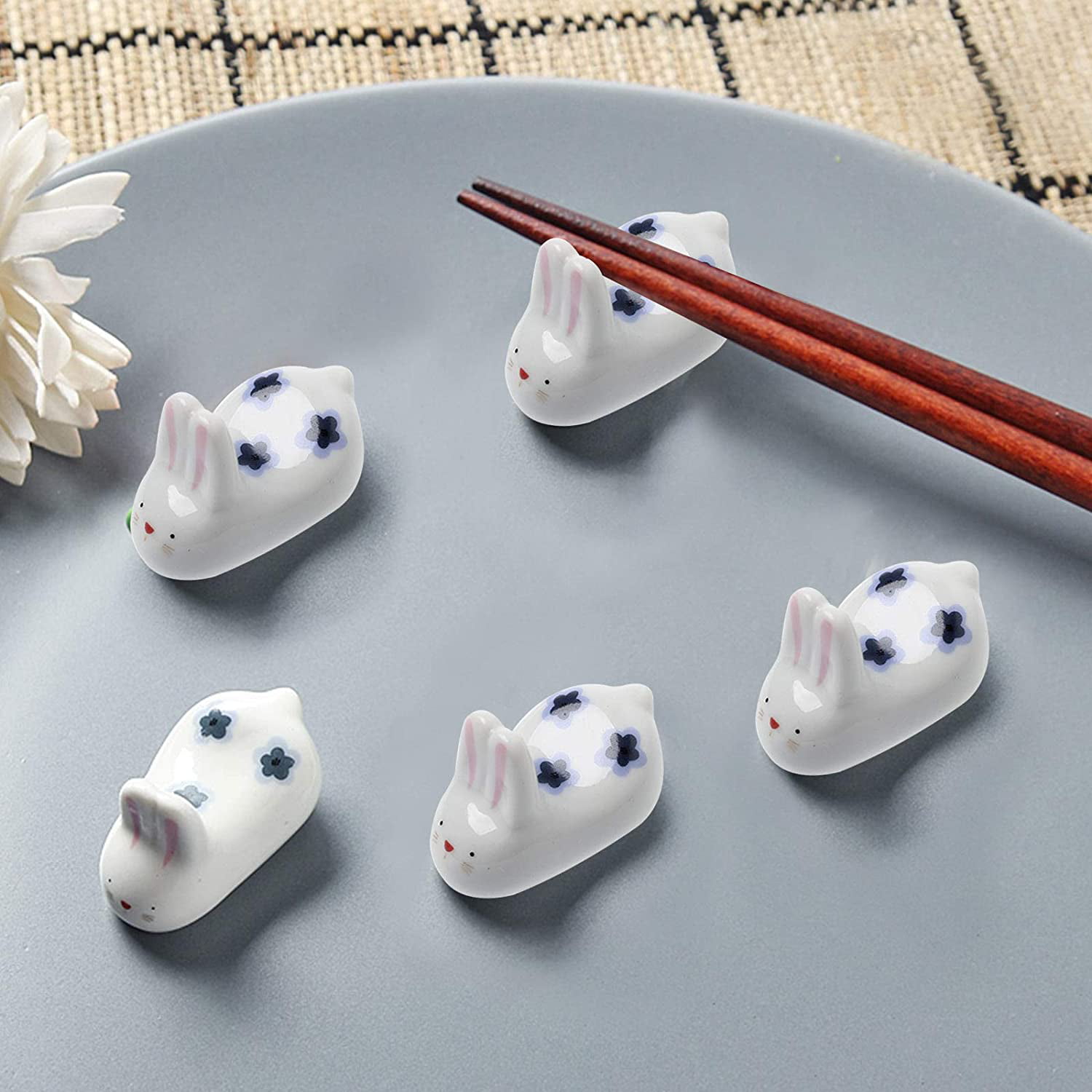 4 x Spoon and Chopsticks Holder Ceramic White Porcelain Chopstick and Spoon Rest 