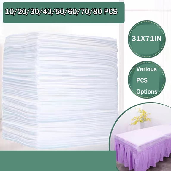 Disposable Massage Table-Bed Sheets - 31.5" x 71" Waterproof Bed Covers - Non-Woven Sanitary Flat Sheets Use at Home Salon & Spa Beds Medical Exam Tables Tattoo Parlors & More