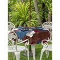 thumbnail image 3 of Outdoor Tablecloth with Umbrella Hole for Patio/Picnic/Party/Camping, 4 of July Waterproof Table Cloth Round Cover Washable, Patriotic Blossom Flowers Roses Leaf Brown (Dia 60"), 3 of 9