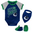 thumbnail image 1 of Outerstuff Newborn Vancouver Canucks Let's Go Team Creeper, Bib & Booties Set, 1 of 6