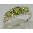 thumbnail image 2 of LBG British Made VINTAGE style Solid 10K White Gold Natural Peridot Trilogy Ring, 2 of 6