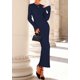 thumbnail image 3 of Vestido PRETTYGARDEN Otoño 2025 Azul Marino XL de Punto Acanalado, 3 of 7
