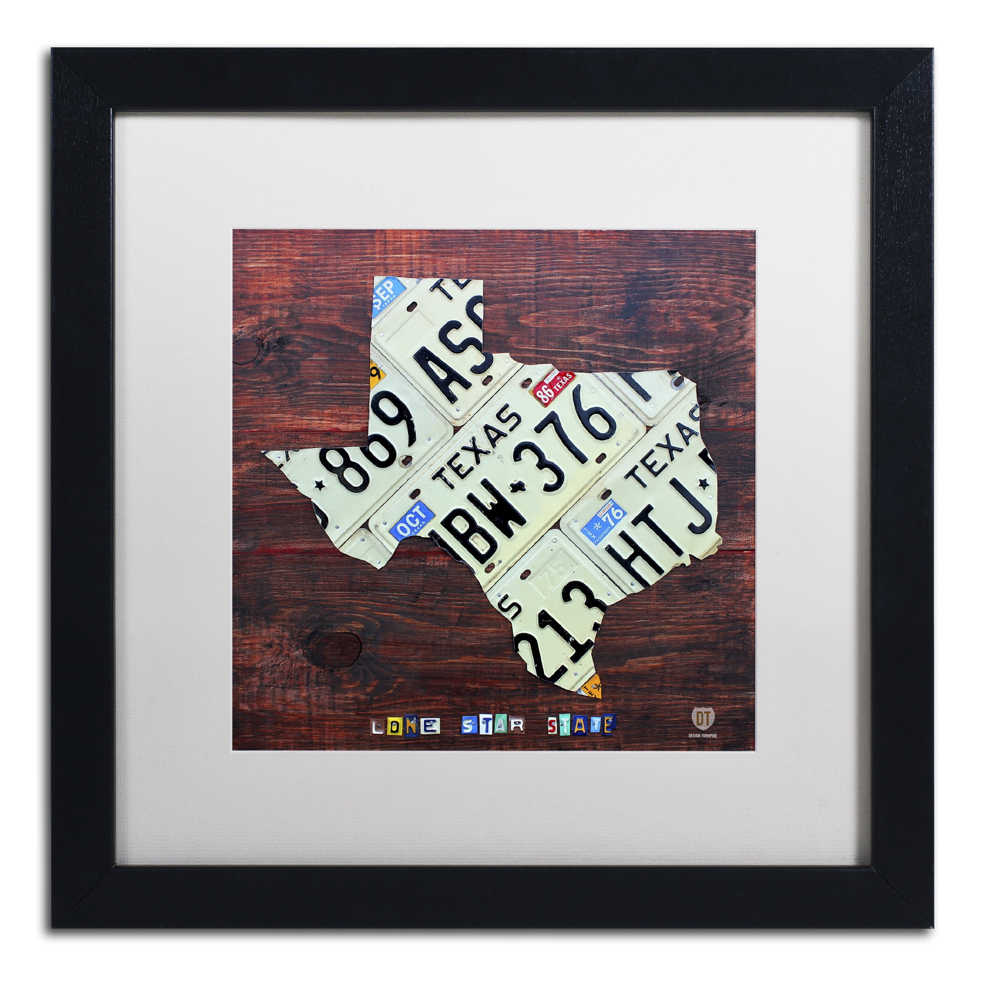 Trademark Fine Art 'Texas License Plate Map Large' Canvas Art by Design Turnpike, White Matte, Black Frame