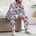 thumbnail image 7 of Fuzoiu Tropics Palm Trees Print Men's Long-Sleeved Pajama,Lounge Button Down Nightwear,Mens Notch Collar Pajama Set -Small, 7 of 7