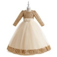 thumbnail image 6 of newwalpole Girls Velvet Christmas Dress for Girls Long Sleeve Velvet Sequin Tutu Winter Party Holiday Dress Yellow for Size 9-10 Years, 6 of 9