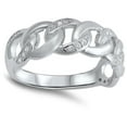 thumbnail image 4 of White Cubic Zirconia Curb Link Chain Ring .925 Sterling Silver Band Jewelry Female Male Size 5, 4 of 4