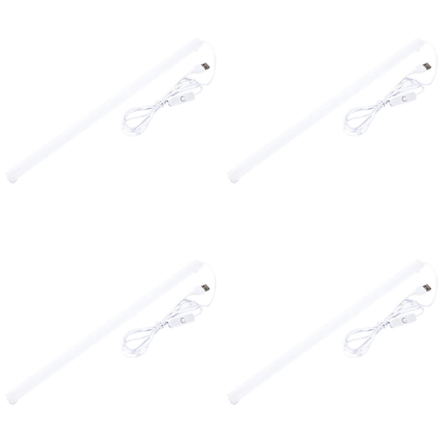 WUSUOWEI 4PCS Portable LED Under Cabinet Lighting,White Color,11Inch,LED Strip Light Bar with 5FT Cord,Counter Light,Reading Desk Lamp for Work Table,Cabinet Shelves,Closet,Kitchen