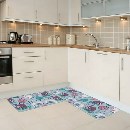 

Kitchen Mats for Floor 2 Piece - Alpaca Sloth Anti Fatigue Mats for Kitchen Floor Kitchen Rugs Non Slip Washable Mat for Home Kitchen Decor
