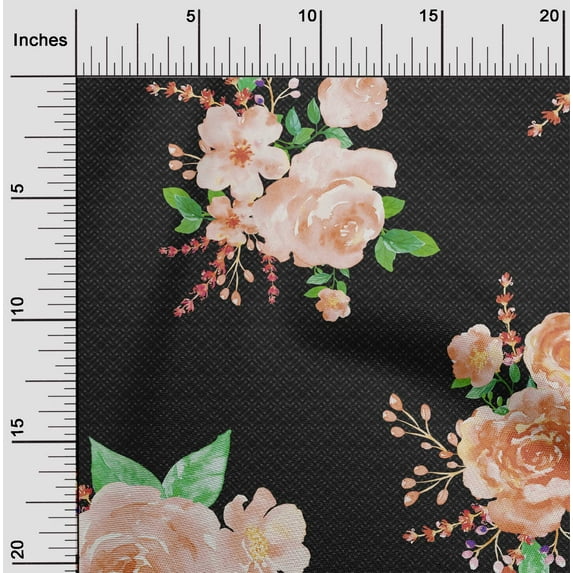 oneOone Silk Tabby Fabric Chevron|Watercolor Leaves & Peony Floral Decor Fabric Printed BTY 42 Inch Wide