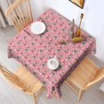 thumbnail image 2 of Pink Christmas Santa and Tree Pattern Square Tablecloth,Waterproof Square Table Cover,Wipeable Spillproof Washable Table Cover for Home Kitchen Party Decor 60"x60"(152x152cm), 2 of 6