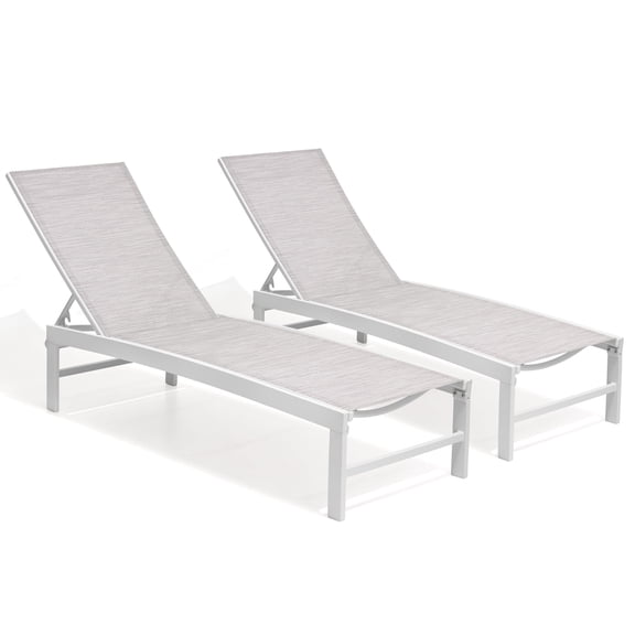 Crestlive Products Set of 2 Outdoor Patio Lounge Chairs Adjustable Chaise, Multicolor