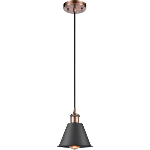 516-1P-AC-M8-BK Innovations Lighting Smithfield - 1 Light Mini Pendant In Industrial Style-7.5 Inches Tall and 7 Inches Wide-Antique Copper