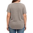 thumbnail image 5 of Stichou Short Sleeve Shirts for Women Solid Color Texture Loose Fit Crewneck Curved Hem Elegant Spring Summer Tops Tshirt Shirt Khaki 2XL, 5 of 5