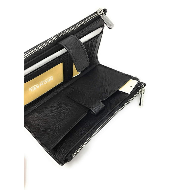 Michael Kors Jet Set Double Zip Wristlet Black Pvc Walmart