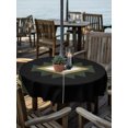 thumbnail image 2 of Outdoor Tablecloth with Umbrella Hole for Patio/Picnic/Party/Camping, Dark Green Boho Waterproof Table Cloth Round Cover Washable, Farmhouse Ethnic Tribe Striped (Dia 54"), 2 of 9