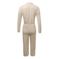 thumbnail image 5 of lulshou Jumpsuits for Women, Womens Casual Long Sleeve Zipper Turn-down Collar Bodycon Solid Wide Legging Jumpsuit Rompers with Pocket Women's Jumpsuits, Rompers & Overalls, Beige XXL, 5 of 5
