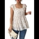 thumbnail image 2 of Camisetas Sin Mangas para Mujer, Blusas de Verano A con Fruncido, Cuello Cuadrado, Mangas con Volantes, Blusas Tipo Túnica, Camisas Albaricoque XL, 2 of 9