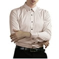 thumbnail image 4 of WTXUE Button-Up Shirts Long Sleeve, Notch Neck Shirts for Men Non Ironing Elastic Shirt Lapel Button Shirt Solid | Workwear for Men Khaki M, 4 of 4