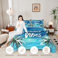 thumbnail image 3 of Castle Fairy Brush Stroke Summer Palm Poster Full Size Comforter Sets 3-Piece,Hand Letter Sky Blue Tropical Wall Art Bedding Comforter Set,Teal White,Reversible,1 Comforter and 2 Pillowcases, 3 of 6