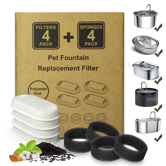 Paquete de 8 filtros para fuentes de agua Cat KANCHOU para fuente de 2 litros