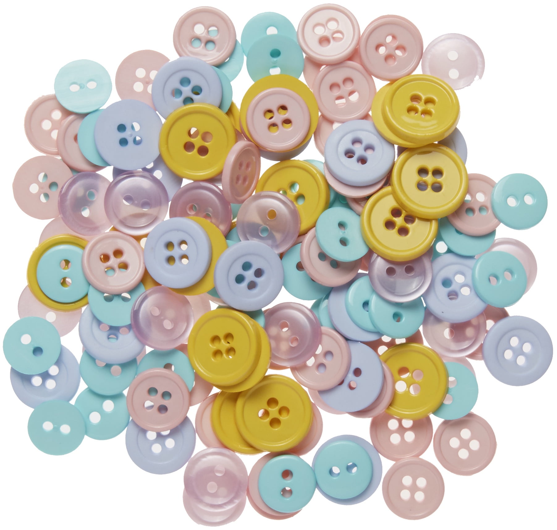 Favorite Findings Pastel Basic Round Sew Thru Buttons, 130 Count