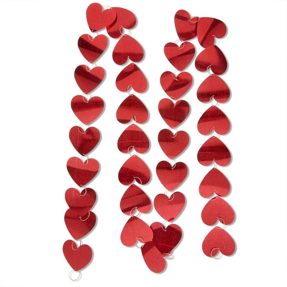 Holographic Heart Chain Garland, Red, 8', Valentine's Day by Way To Celebrate