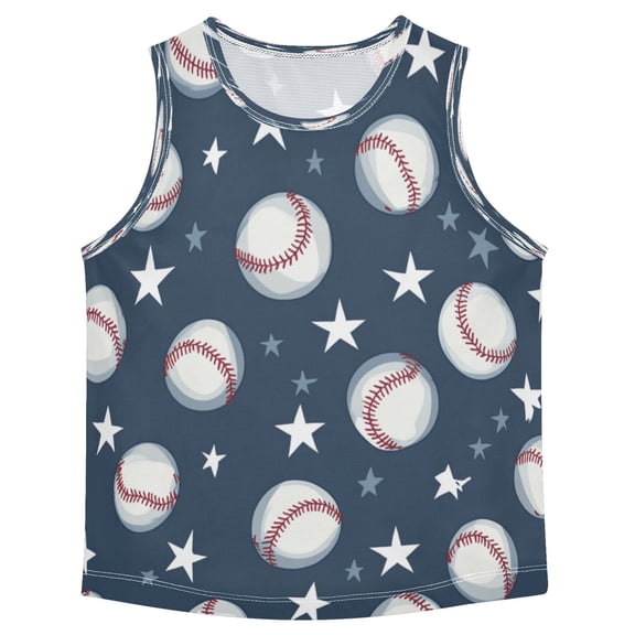 Boys Athletic Quick Dry Tank Tops Boys' Sleeveless T-Shirts Kids Running Vest Baseball Stars Pattern 3T