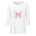 thumbnail image 4 of IROINNID Breast Cancer Pullover for Women Breast Cancer Awareness Comfy Printed Loose T-shirt 3/4 Sleeves Blouse Round Neck Tops,White, 4 of 5