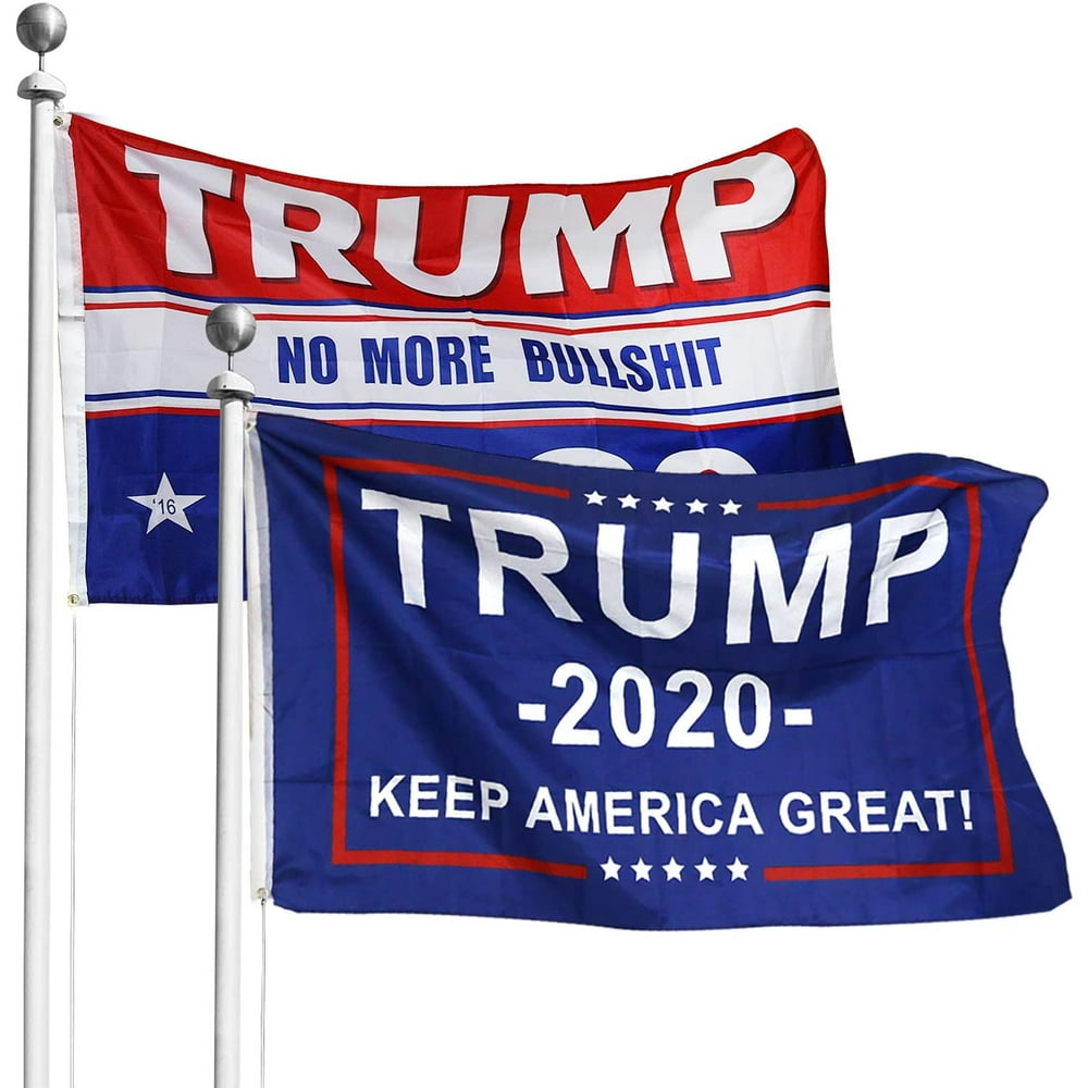 Two Donald Trump for President Flags Keep America Great Flag Go Trump