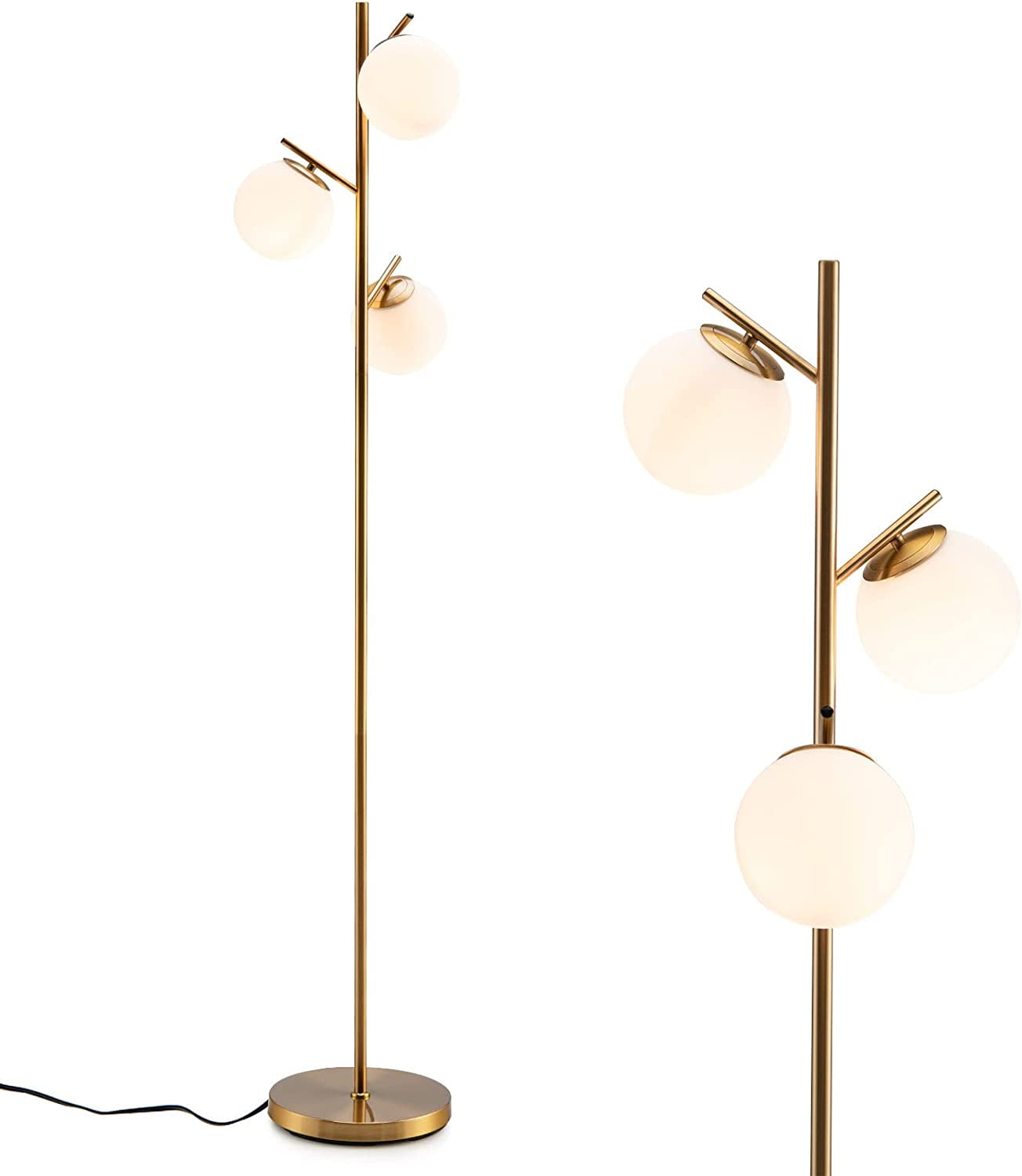 3Globe Floor Lamp, Modern Freestanding Lamp with Convenient Foot Switch & 3 E26 Bulb Bases