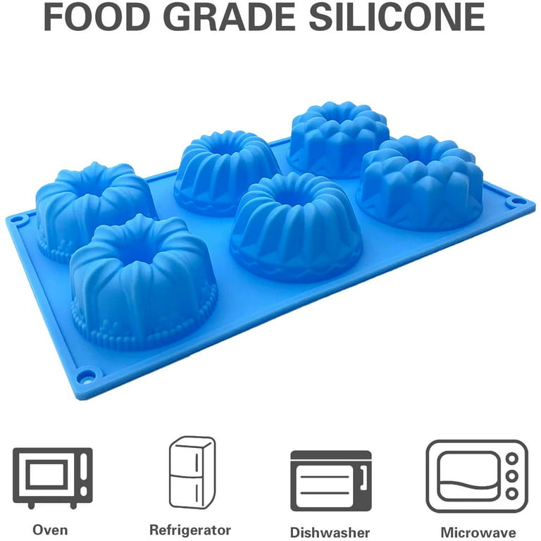 6-Cavity Metal Reinforced Silicone Mini Fluted Cake Pan by