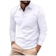 thumbnail image 1 of Camiseta de manga larga con solapa, color liso, para uso diario informal, para hombre - Poliéster, duradera, ajuste versátil, 1 of 8