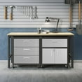 thumbnail image 2 of Manhattan Comfort Fortress 3-Piece Wood/Metal Worktable & Garage Cabinet in Gray, 2 of 3