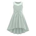 thumbnail image 4 of Rggeeun Toddler Girls Sleeveless Satin Party Dress With Mesh Bow Belt Formal Occasion Girl Dress Elegant Length Gown For Special Events Leisure Casual O-Neck Sundress, 4 of 5