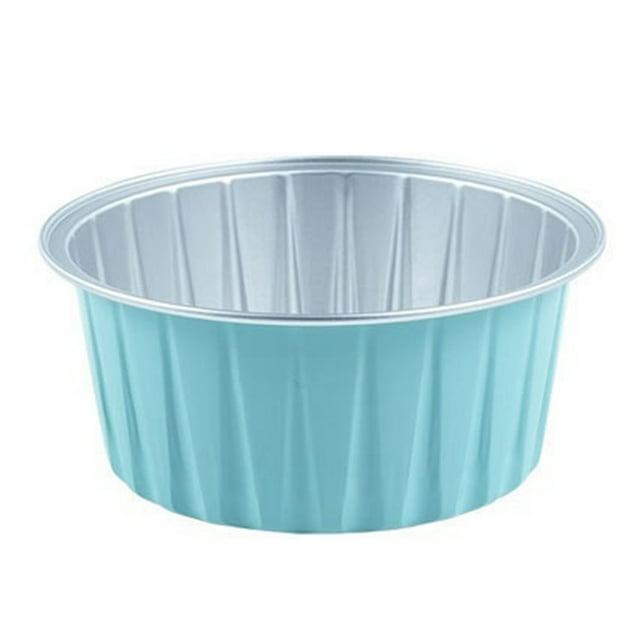 Molde para Hornear, para Pudín, Freidora de Aire, Caja de Papel de Aluminio de Color Especial, para Hornear Pasteles, Tazón Redondo, Caja para Pasteles, Azul