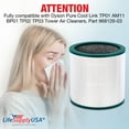 thumbnail image 2 of LifeSupplyUSA True HEPA Filter Replacement Compatible with Dyson Pure Cool Link TP01 AM11 BP01 TP02 TP03 Tower, Part 968126-03 Air Purifier, 2 of 5