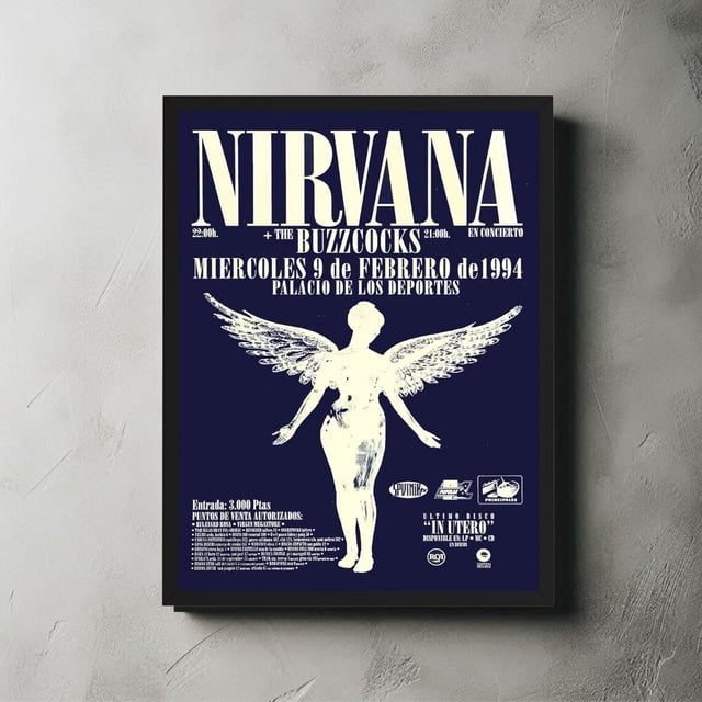 Póster de Nirvana - Kurt Cobain - Póster de concierto - Póster de banda - Nirvana - Decoración del hogar - Grunge de los 90 - Póster de música - Grunge