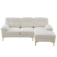 thumbnail image 4 of 84"L-Shape Sectional Couch with Chaise, Chenille Sectional Sofa with Removable Cushions and Gold-Plated Feet, Upholstered Deep Seat Sofa for Living Room, Apartment, Office, Beige, 4 of 7