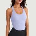 thumbnail image 4 of CFLVAEK Halter Sports Bra for Women High Impact Racerback Sports Bras Ribbed Wireless Longline Bras for Running Workout Purple L, 4 of 6