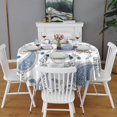 thumbnail image 2 of Round Waterproof Tablecloth 60×60 Inch, Boho Style Reusable Indoor/Outdoor Durable Table Cover for Party Kitchen Dinner Room Decor, 2 of 6