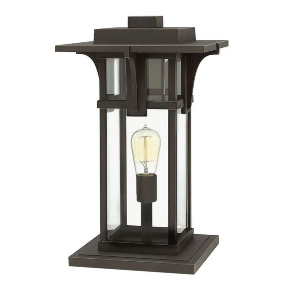 1 Light Large Outdoor Pier Mount Lantern In Craftsman Style 11.25 Inches Wide By 18.25 Inches High-Oil Rubbed Bronze Finish-Led Lamping Type Hinkley