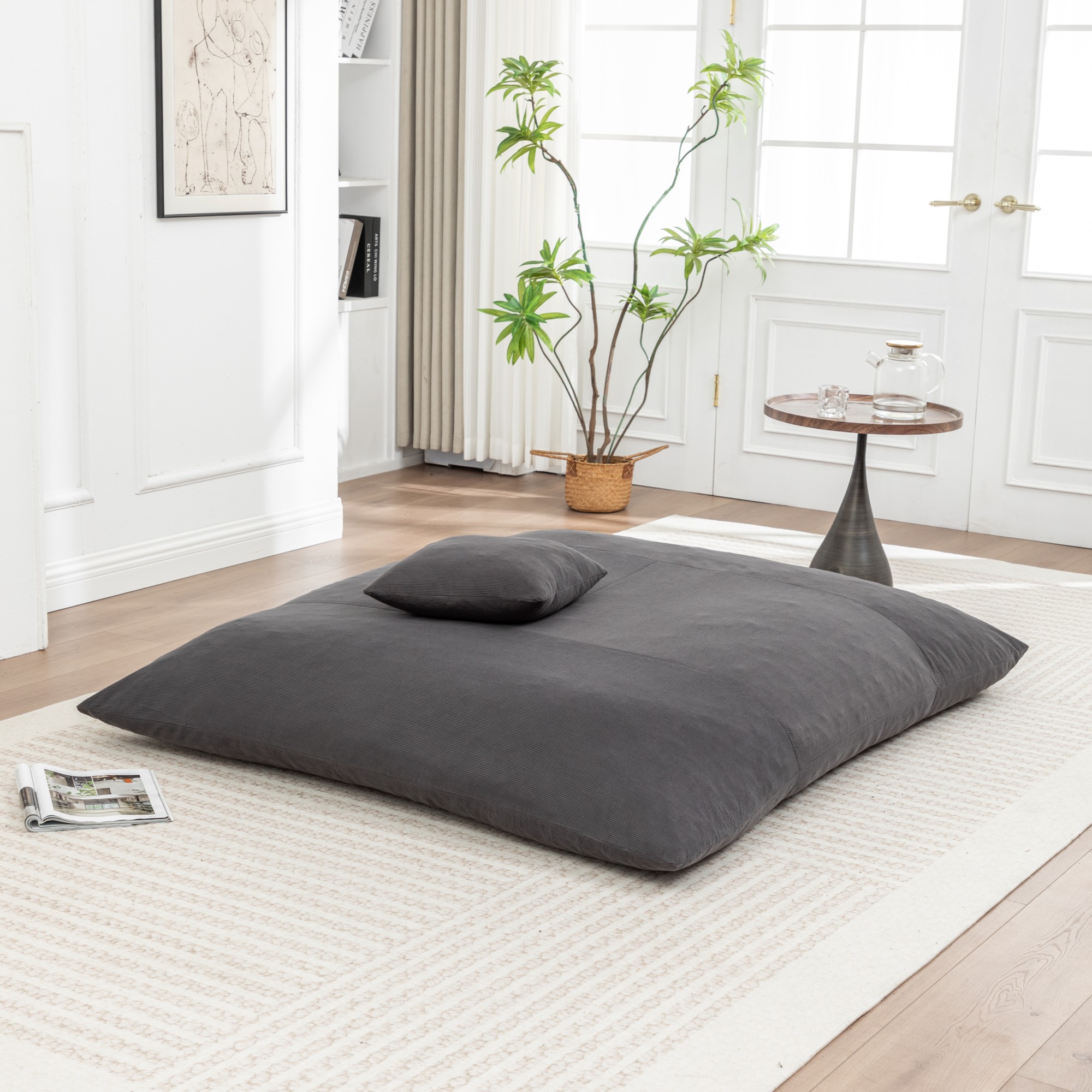 Floor Bean Bag Chair, a Lazy Lounger Suitable for Both Adults and Children, Ideal for Living Rooms, Balconies or Leisure and Entertainment Venues (Grey)