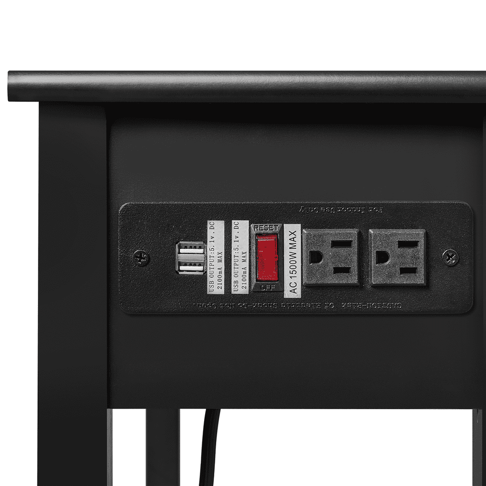 Renwick Modern Corner Computer Desk with Power Outlet and Drawer, Black
