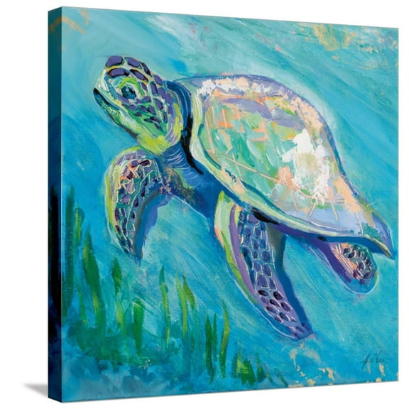 Art.com Sea Turtle Swim Light Flipped Stretched Canvas Print Wall Art by Jeanette Vertentes, 24" x 24"